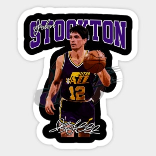 John Stockton Utah Basketball Legend Signature Vintage Retro 80s 90s Bootleg Rap Style Sticker